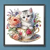 Chat Mignon Dans La Coupe-Peinture Diamant En Forme Spéciale-30 * 30CM