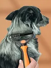 2In1 Pet Grooming Rake Anti-Slip Handle Double-Sided Deshedding Comb Multi-Purpose Extra-Wide Dog Grooming Brush for Detangling Deshedding Brushing/Thinning
