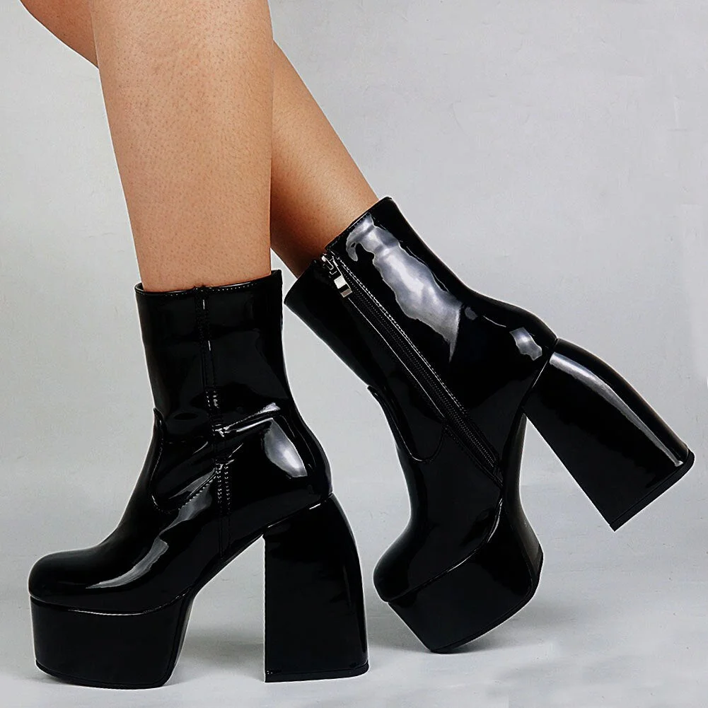 BONJOMARASIA On Sale New Fashion Platform Goth High Heels Women Boots Party Dress Elegant Sexy Design Stylish Boots For Woman