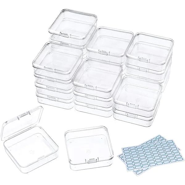 DUOFIRE Small Containers with Lids 24 Packs Plastic Box Clear Small Storage Containers  Bead Organizer for Beads, Crafts, Jewelry, Small Items (1.38x1.38x0.7  Inches) Set A: 1.38x1.38x0.7in