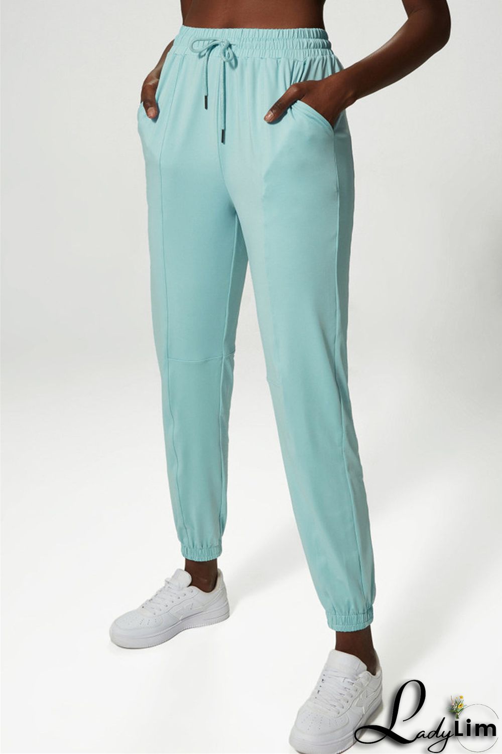 Apricot Casual Sportswear Solid Patchwork Regular High Waist Trousers