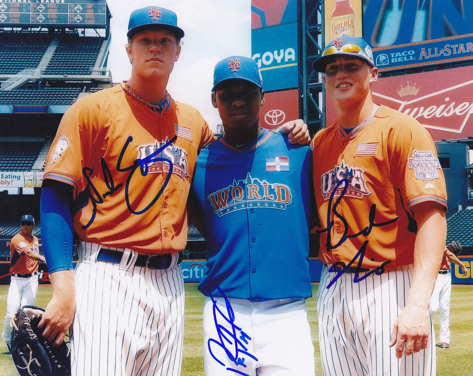 NOAH SYNDERGAARD/ RAFAEL MONTERO/ BRANDEN NIMMO NEW YORK METS SIGNED 8x10