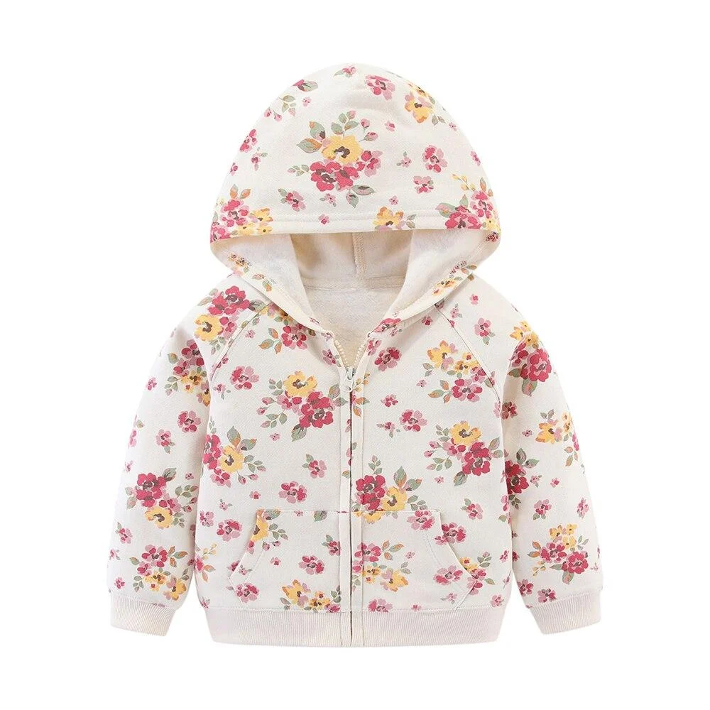 Mudkingdom Girls Floral Cardigan Jacket Casual Hooded Coat For Girl Children Clothes Baby Kids Toddler Jackets