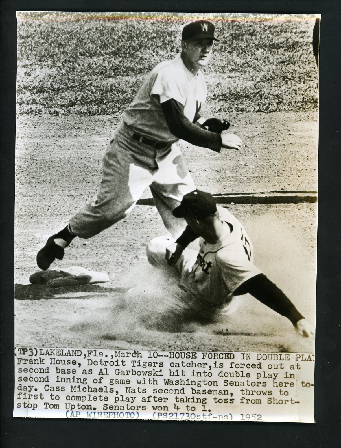 Cass Michaels & Frank House 1952 Press Photo Poster painting Washington Senators Detroit Tigers