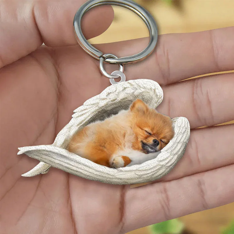 VigorDaily Sleeping Angel Acrylic Keychain Pomeranian