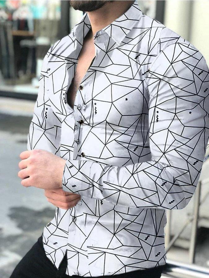 Trendy tie-dye lapel casual long-sleeved shirt