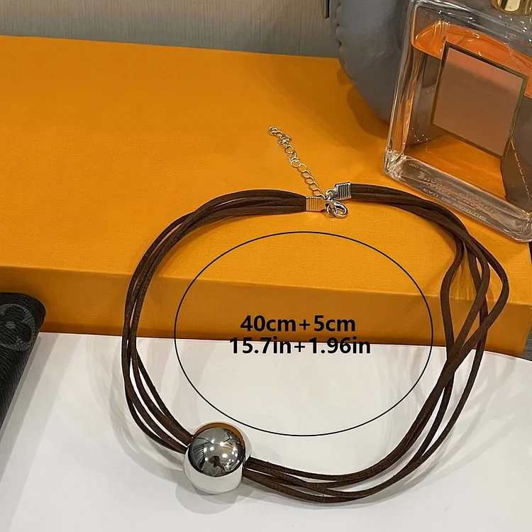 Round bead leather necklace