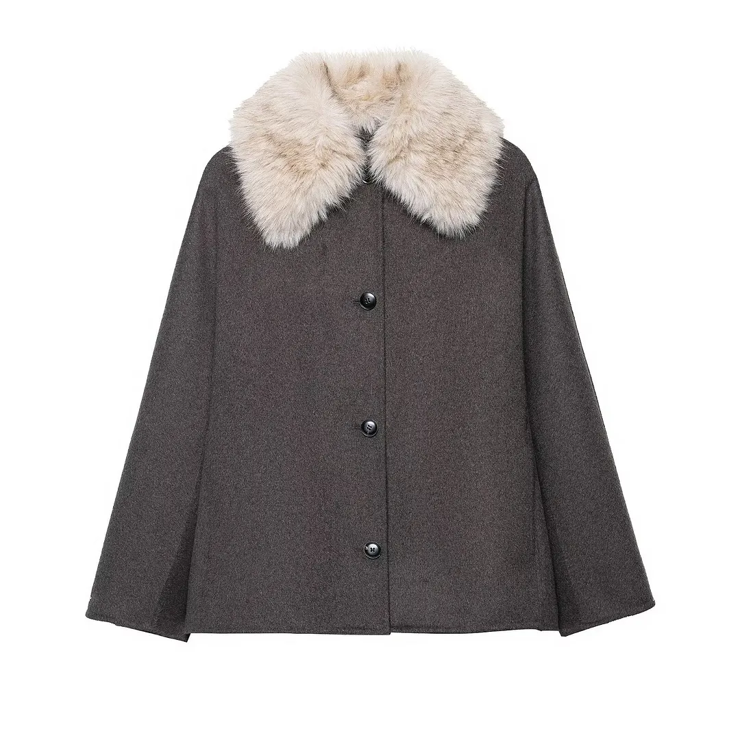 Nigikala Nigikala New Fashion Temperament Woman Made Fur Effect Necking Jacket 7522241