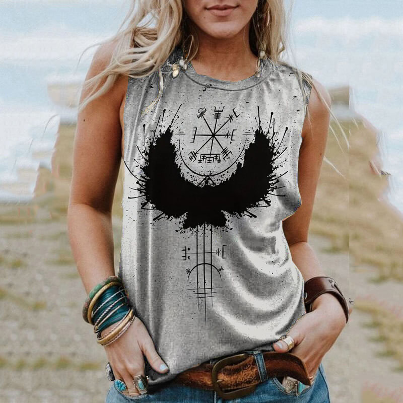 Viking Totem Eagle Print Tank Top wearshes