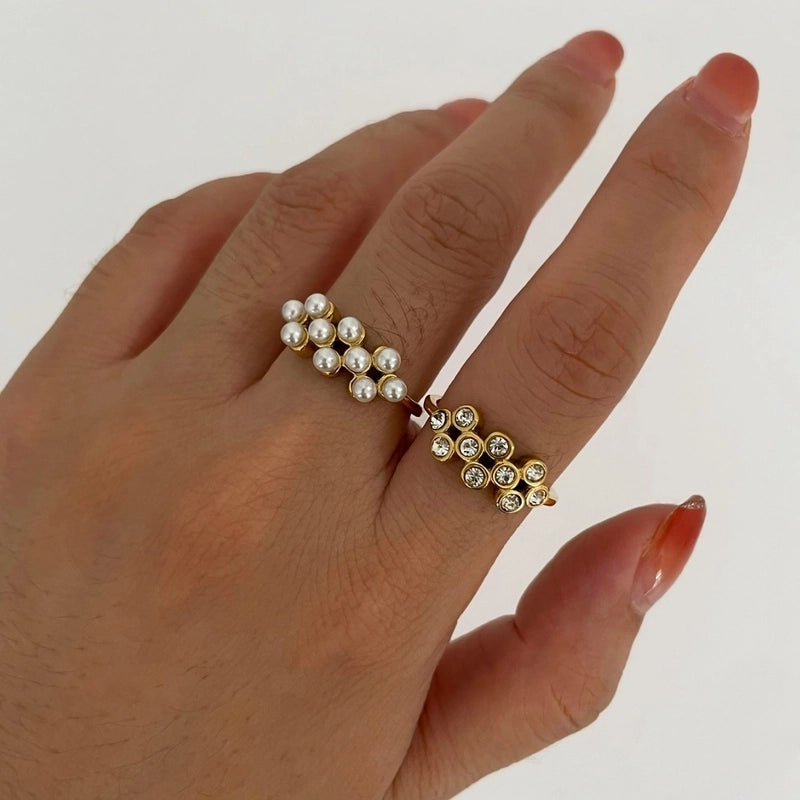 Minimalist Classic Style Solid Color 304 Stainless Steel Zircon Inlay Stainless Steel Rings