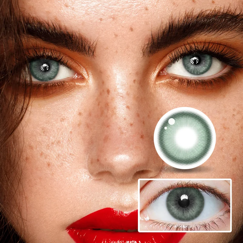 NEBULALENS Dopamine Green Yearly Prescription Colored Contacts NEBULALENS