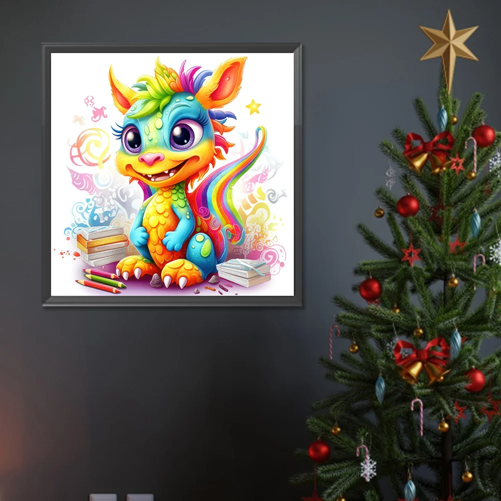 Full Round Diamond Painting 30*30cm - Colorful Little Dinosaur