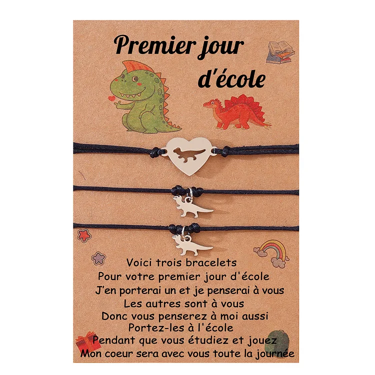 2PCS Ensemble de Bracelets Cœur 1 Lettre personnalisé- Cadeau Rentrée  Scolaire Premier jour d'école