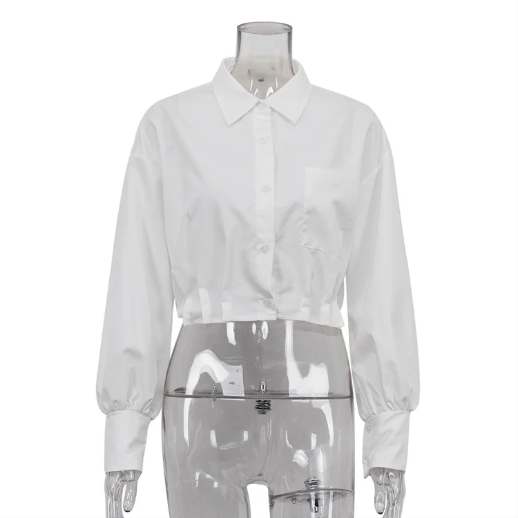 Ueong Ueong 2023 Women's Wear Short Shirt Small Temperament Loose Long Sleeve Design Sense White Shirt Women