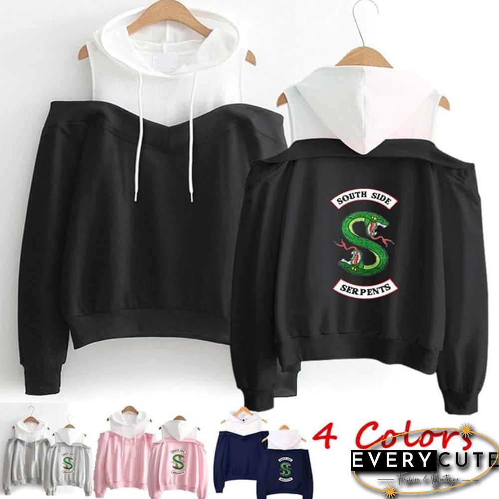 Southside Serpents Women Hooded Hoodies Girls Long Sleeve Sweatshirts Off Shoulder Sexy