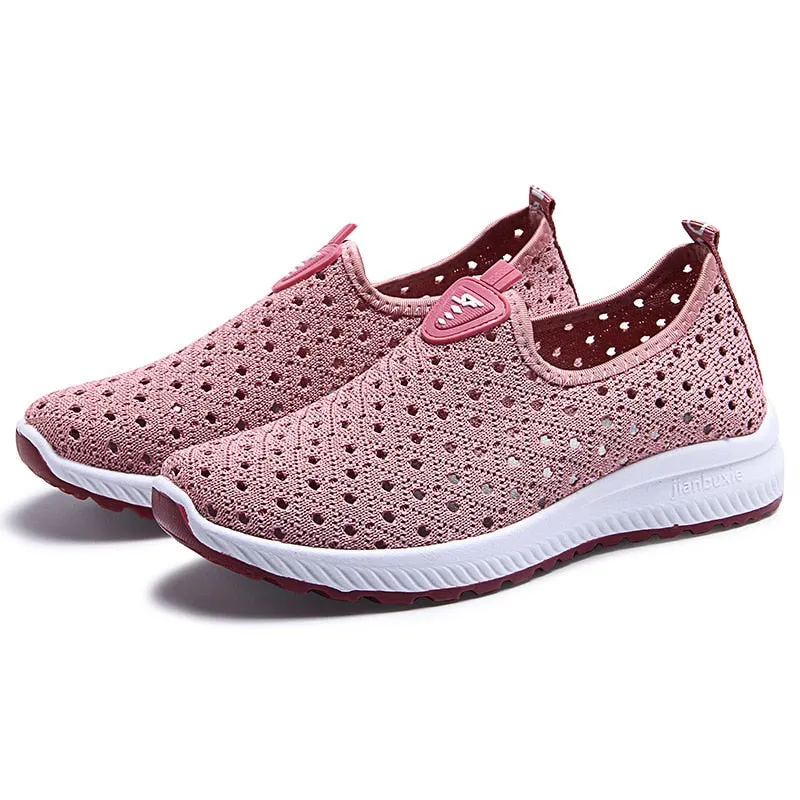 Summer Women Shoes 2021 Breathable Platform Sneakers Ladies Slip on Casual Flats Socofy Loafers Fashion Mesh Women Trainers