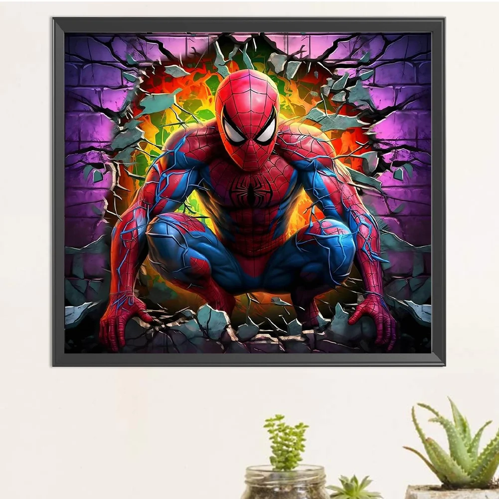 Diamond Painting - Full Round Drill - Spiderman Breaking Wall(Canvas|40*35cm)