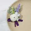 10PCS Purple Wedding Catering Bridal Groom Guests Corsage Boutonniere Wrist Artificial Flower Bouquets