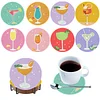 8Pcs Diamond Painting Wooden Fresh Style Coaster Diamond Art Kit w/ Holder No-Slip Decor