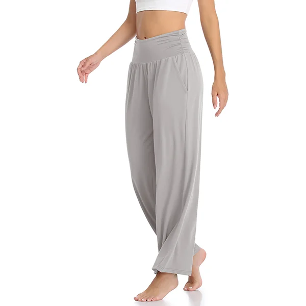  TARSE Wide Leg Yoga Pants For Women Petite Lounge Pajama  Pants Pilates Drawstring Flowy Trousers