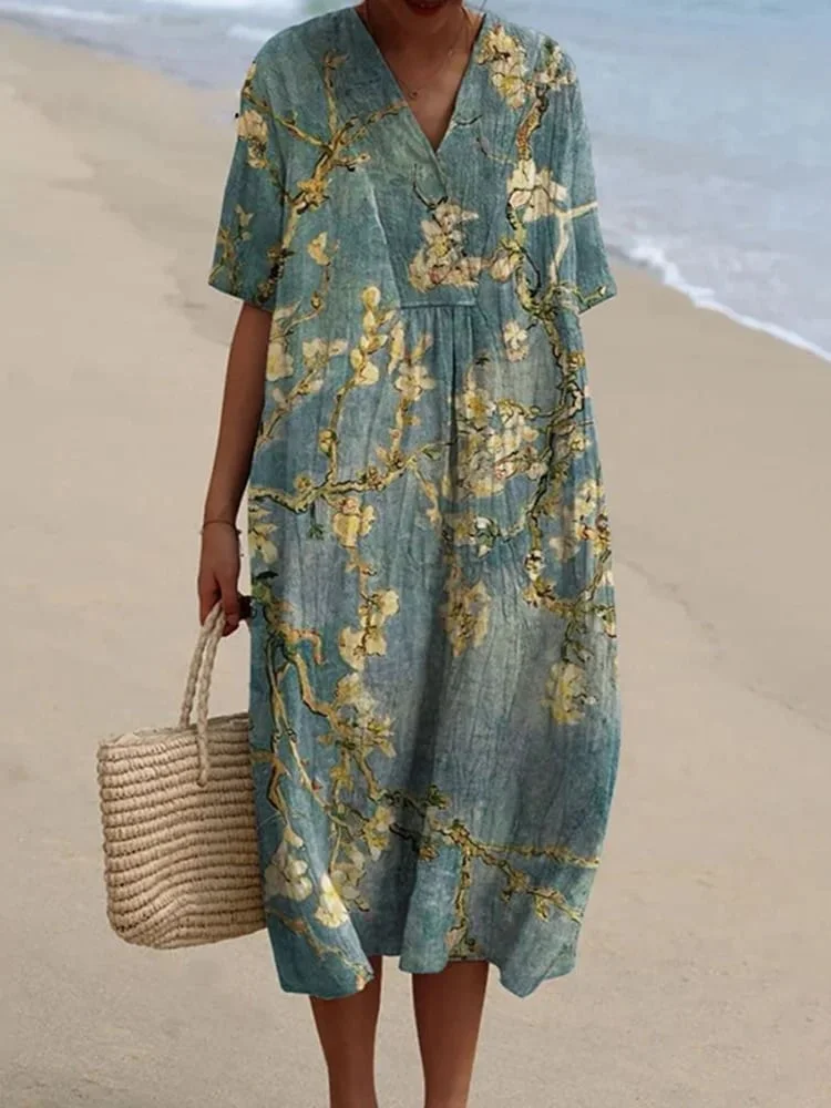 Women's Floral Print V-Neck Dress