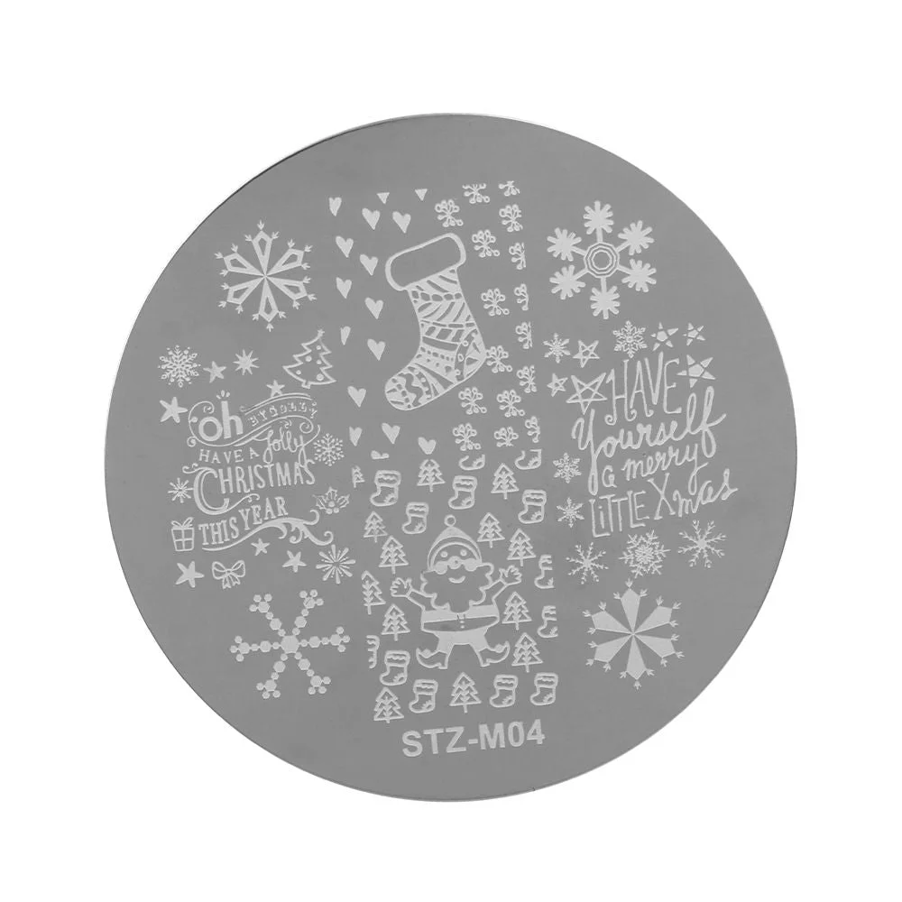 Christmas Nail Stamping Plates Polish Templates Snowflake Winter Design Stencils Molds Manicure Nail Stamp Tools Manicure Tools-Nail Inspo