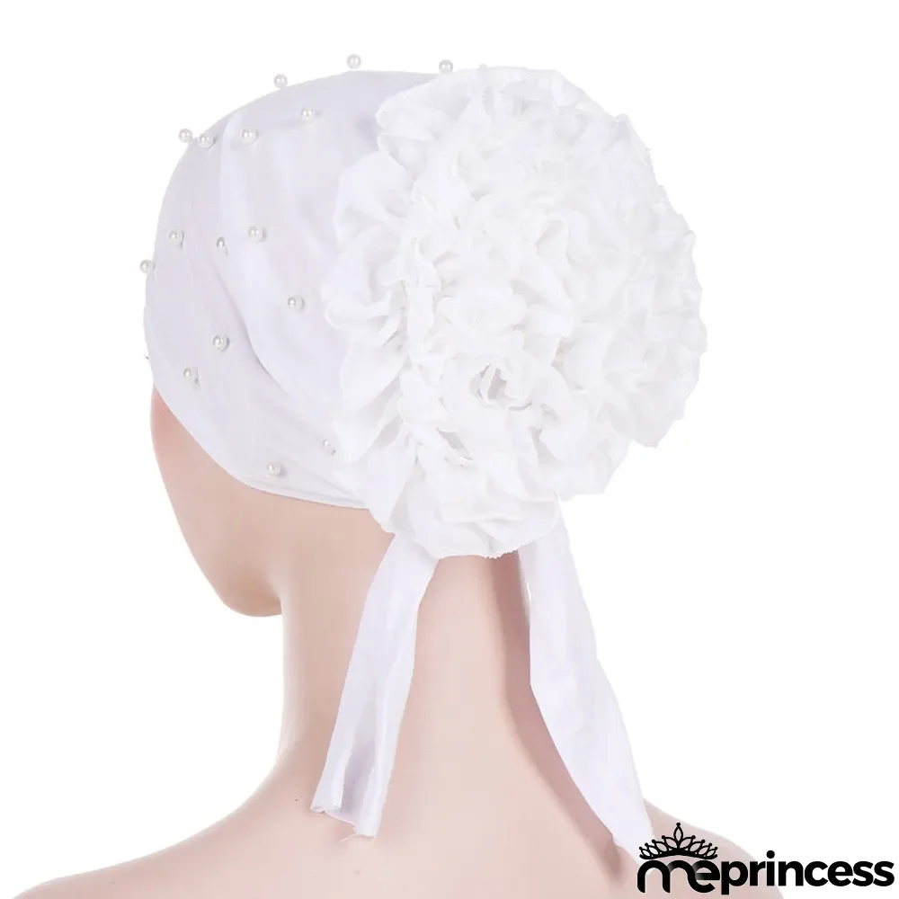 Women's Beads Flowers Muslim Turban Hat Cap