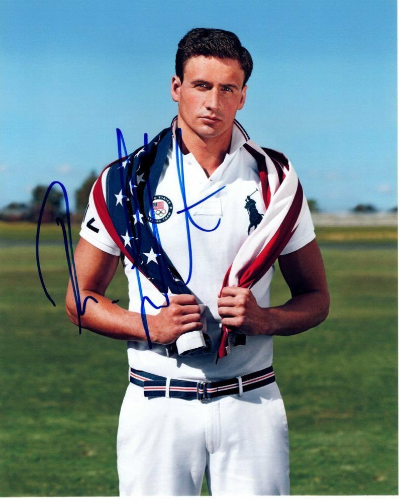 Ryan lochte signed autographed usa olympic swimmer Photo Poster painting