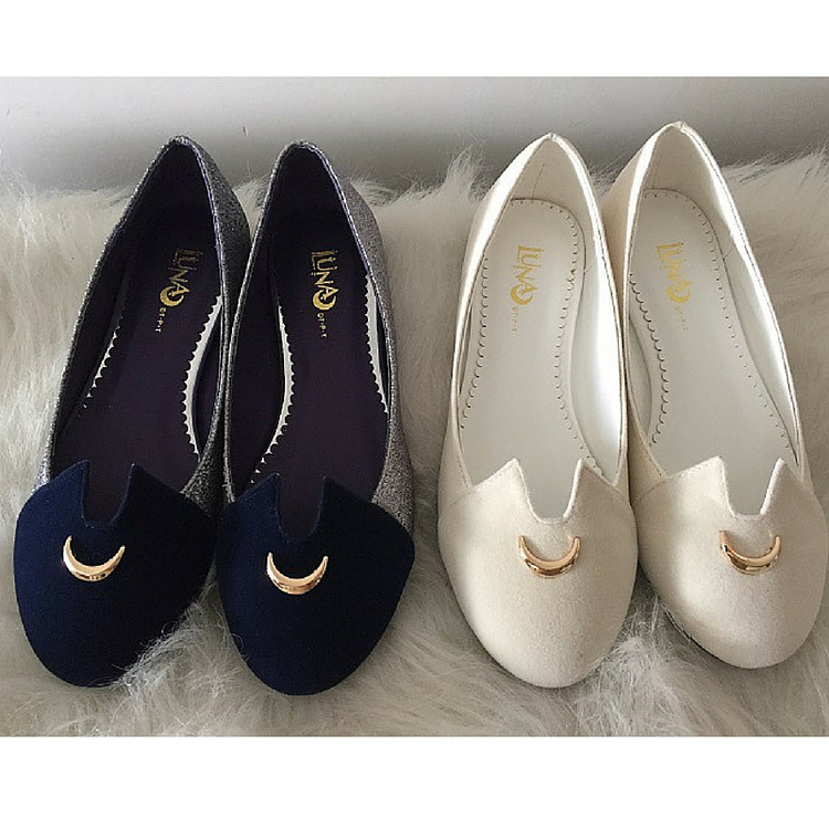 Navy/White Sailor Moon Luna Flattie Shoes SP165340