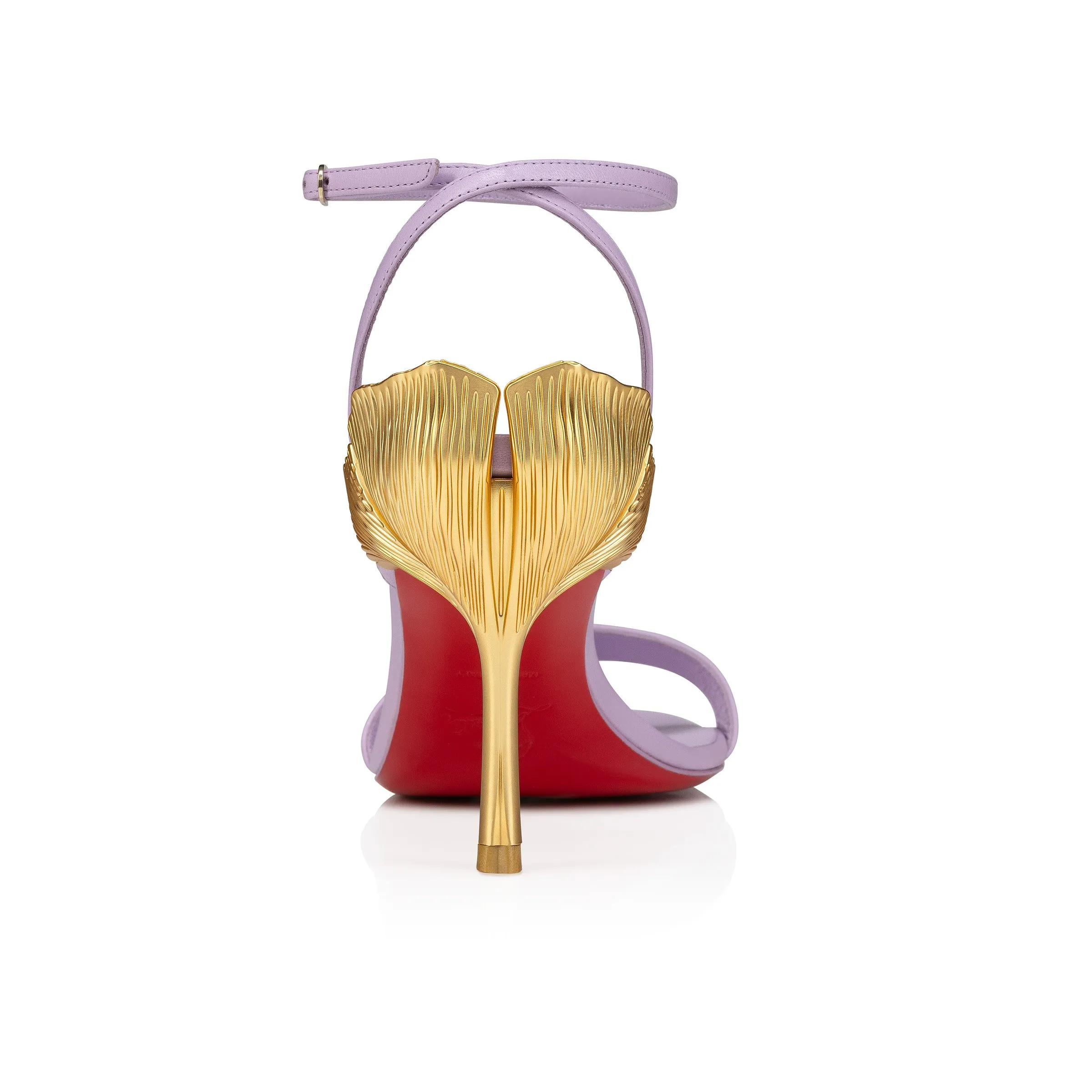 100mm Round Open Toe Ankle Strap High Heel Golden Ginkgo Leaf Heels Sandals Red Bottom Pumps-vocosishoes
