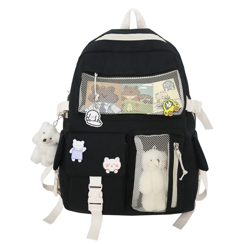 JULYCCINO New Buckle Badge Women Backpack Candy Color Fashion Cute Schoolbag Shoulder Student Bag Teenage Girls College Backpack