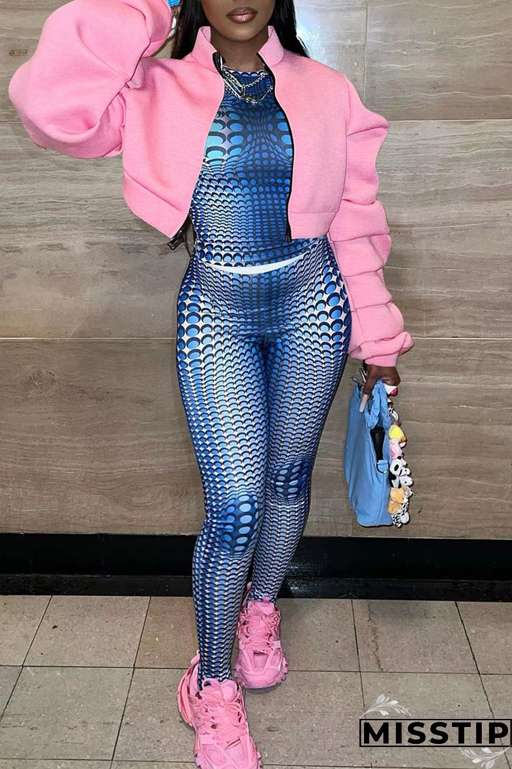 Black Casual Solid Patchwork Fold Zipper Collar Outerwear