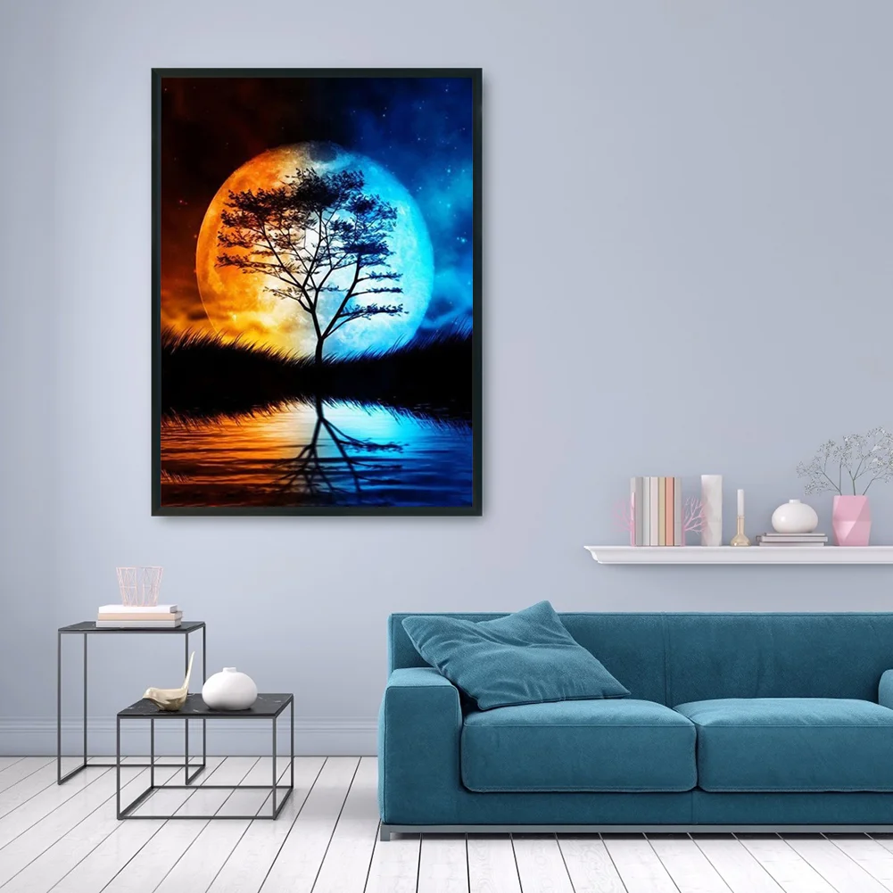 11CT Stamped Cross Stitch - Moon Tree(Canvas|36*46CM)