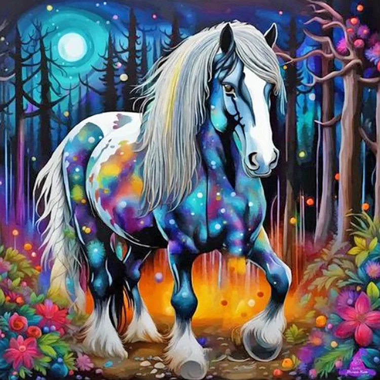 Horse 40*40CM (Canvas) Full Round Drill Diamond Painting gbfke