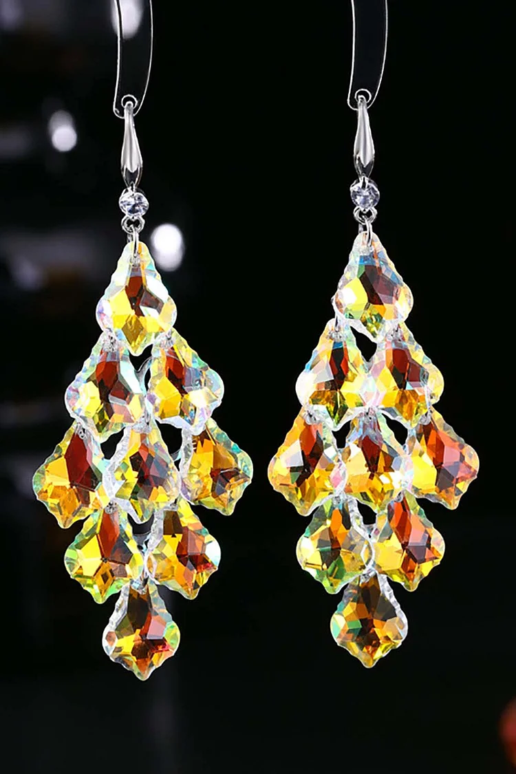 Fashion Layered Maple Leaf Crystal Earrings
