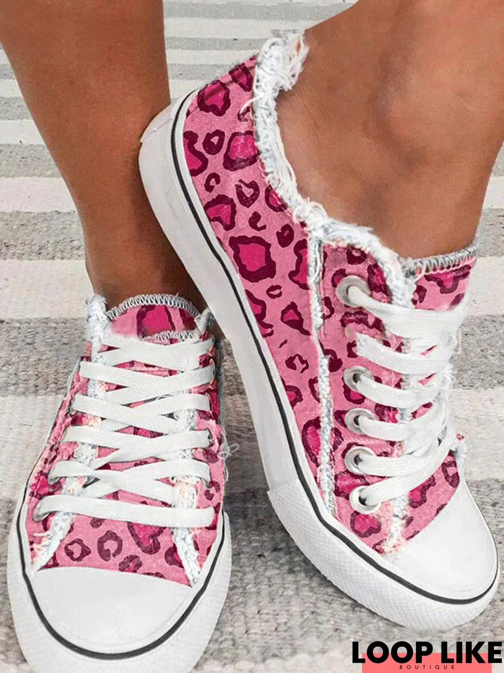 Lightweight Pink Leopard Canvas Shoes