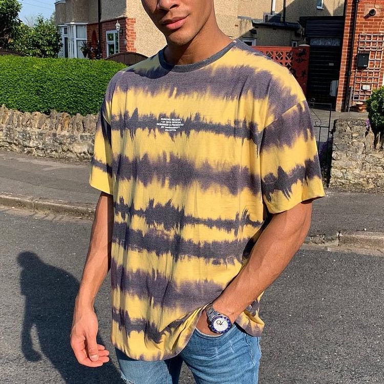 Mens Vintage round neck printed short-sleeved t-shirts