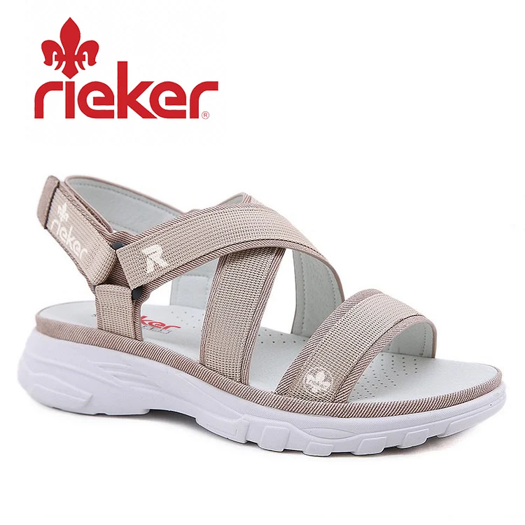 RIEKER®Lato 2025 nowe sandały na koturnie z rzepem