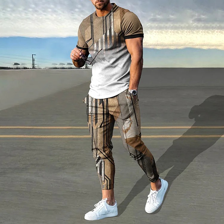 Men's Solid Sports Casual Short Sleeve Shirt And Pants Co-Ord