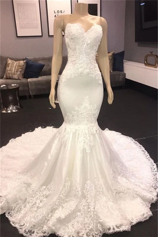 Daisda Sleeveless Lace Sweetheart Mermaid Wedding Dress
