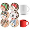 (US Local)6pcs Set Xmas Theme DIY Diamond Painting Coasters Kit with Holder Kit