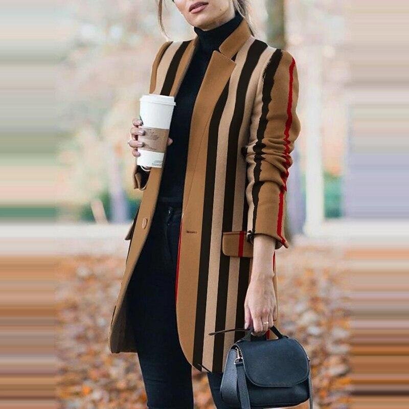 Autumn Winter New Fashion Women Stand Collar Print Jackets Casual Long Sleeves Elegant Office Lady Cardigan Slim Buttons Jackets 1020 221