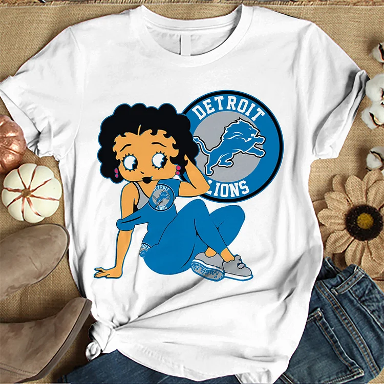 Detroit Lions Women's White Relaxed T-Shirt