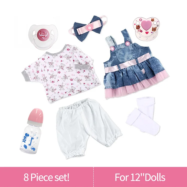  [Geeignet für 12'' Mädchen] Adoption Reborn Baby Essentials-8 Stück Geschenk Set B - RSDP-Rebornbabypuppen-Rebornbabypuppen.de