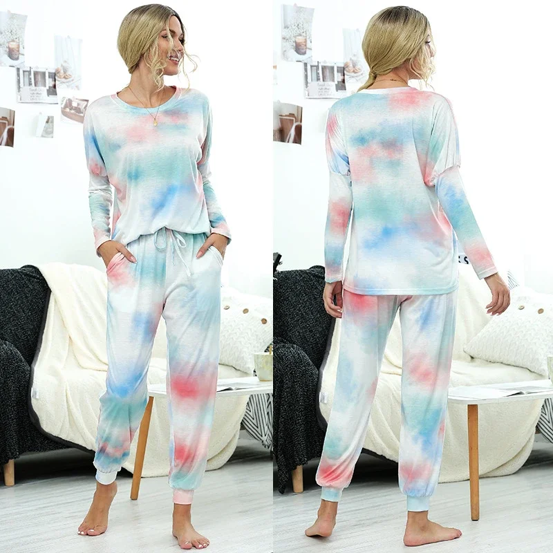 Women's loose print long-sleeved casual suit