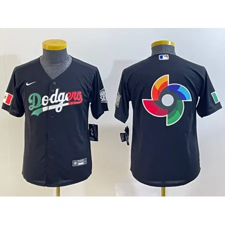 Youth Los Angeles Dodgers Black Team Big Logo Stitched Baseball Jersey BF4X