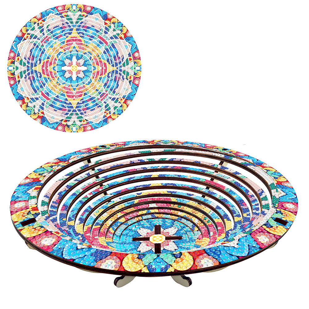 Diamond Painting Wooden Serving Tray Decorative Diamond Painting Dining Plate(B)