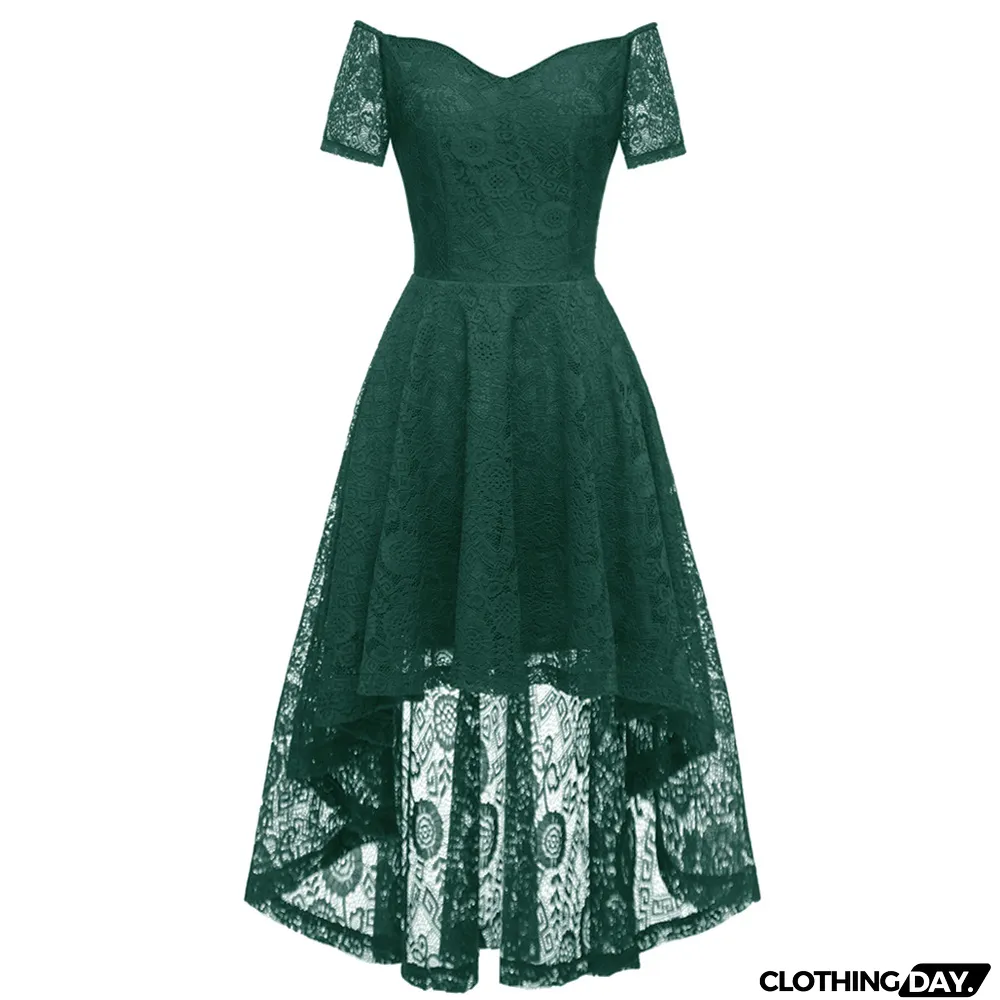 Women Sexy Elegant Off Shoulder lace Short Sleeve Mermaid Dress