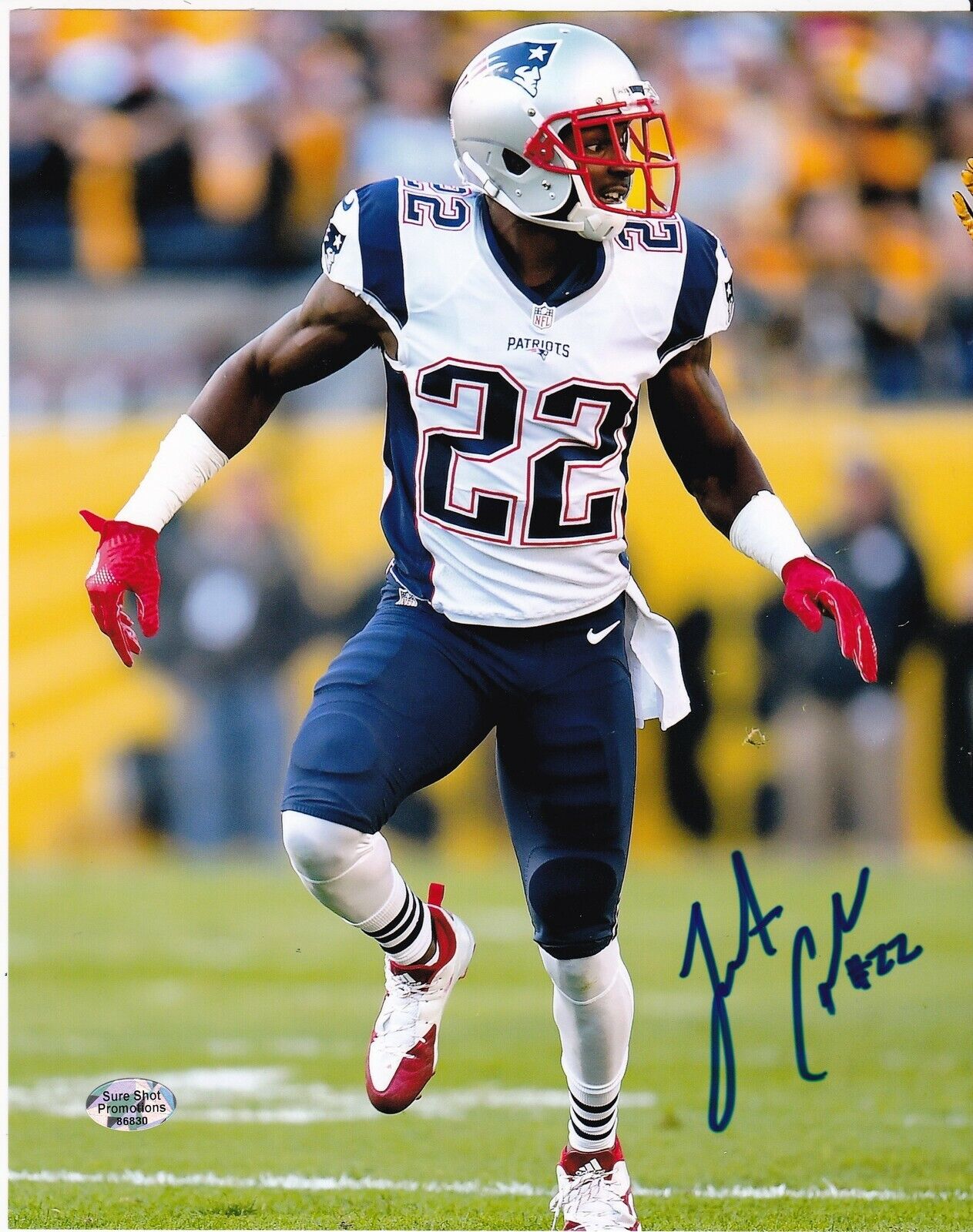 JUSTIN COLEMAN NEW ENGLAND PATRIOTS ACTION SIGNED 8x10