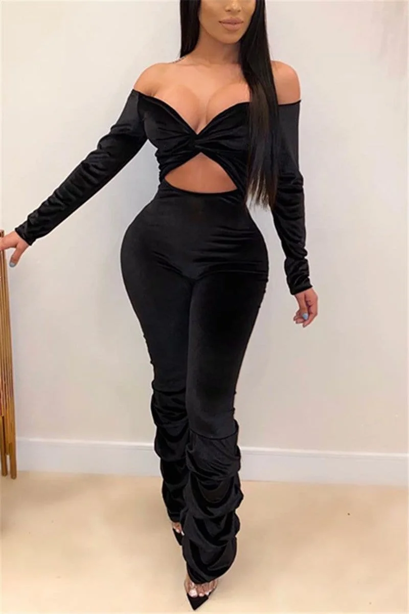 Sexy Off Shoulder Long Sleeve Jumpsuit